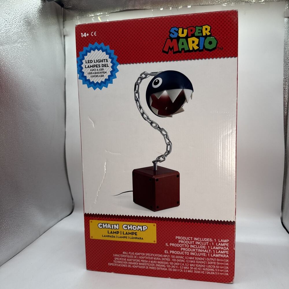 2017 NINTENDO THINKGEEK SUPER MARIO CHAIN CHOMP LAMP LED LIGHTS 21" - NEW
